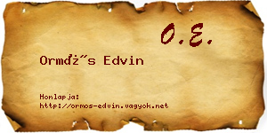 Ormós Edvin névjegykártya
